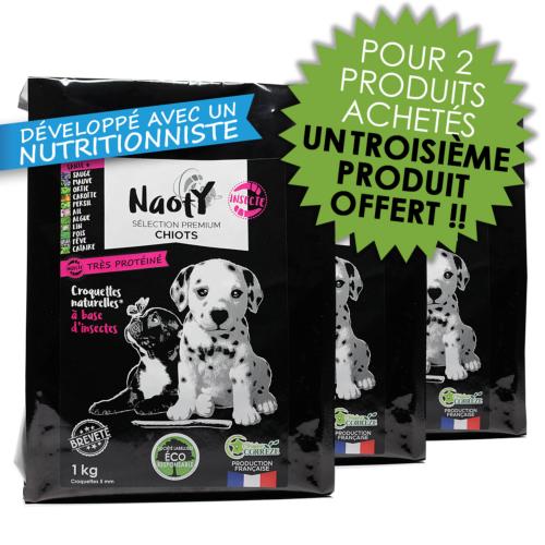 PROMO ANCIENNES ETIQUETTES - LOT DE 3 AU PRIX DE 2 - NAOTY – Croquettes Chiots toutes races 5mm – 1 kg