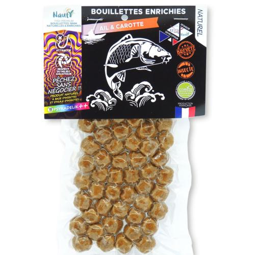 NAUTY -  Bouillettes  enrichies PSYKADELIK ++ AIL & CAROTTE – 18 mm – 200 g